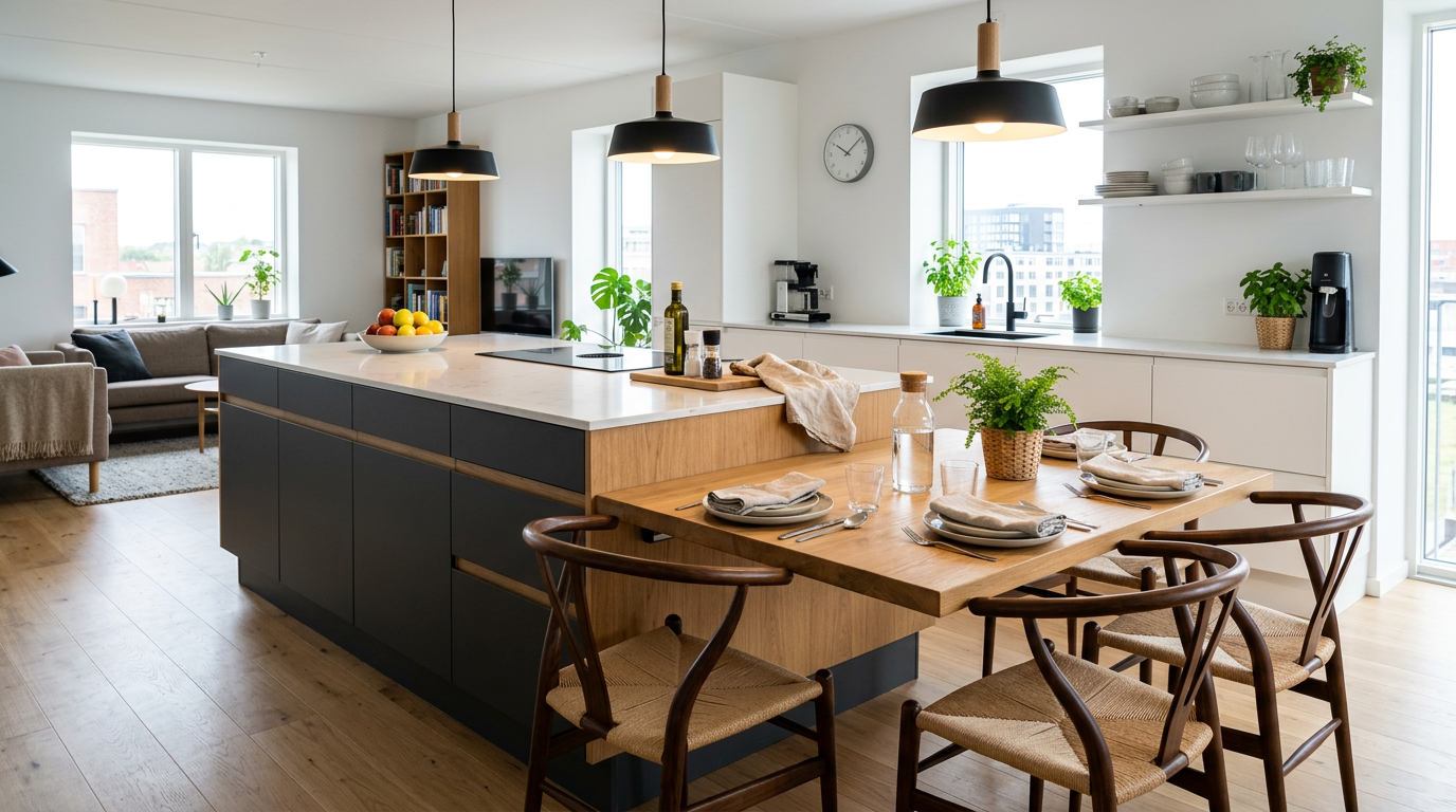 découvrez comment optimiser l'espace de votre cuisine en intégrant un îlot central avec une table, alliant fonctionnalité et design pour un cadre convivial et pratique.