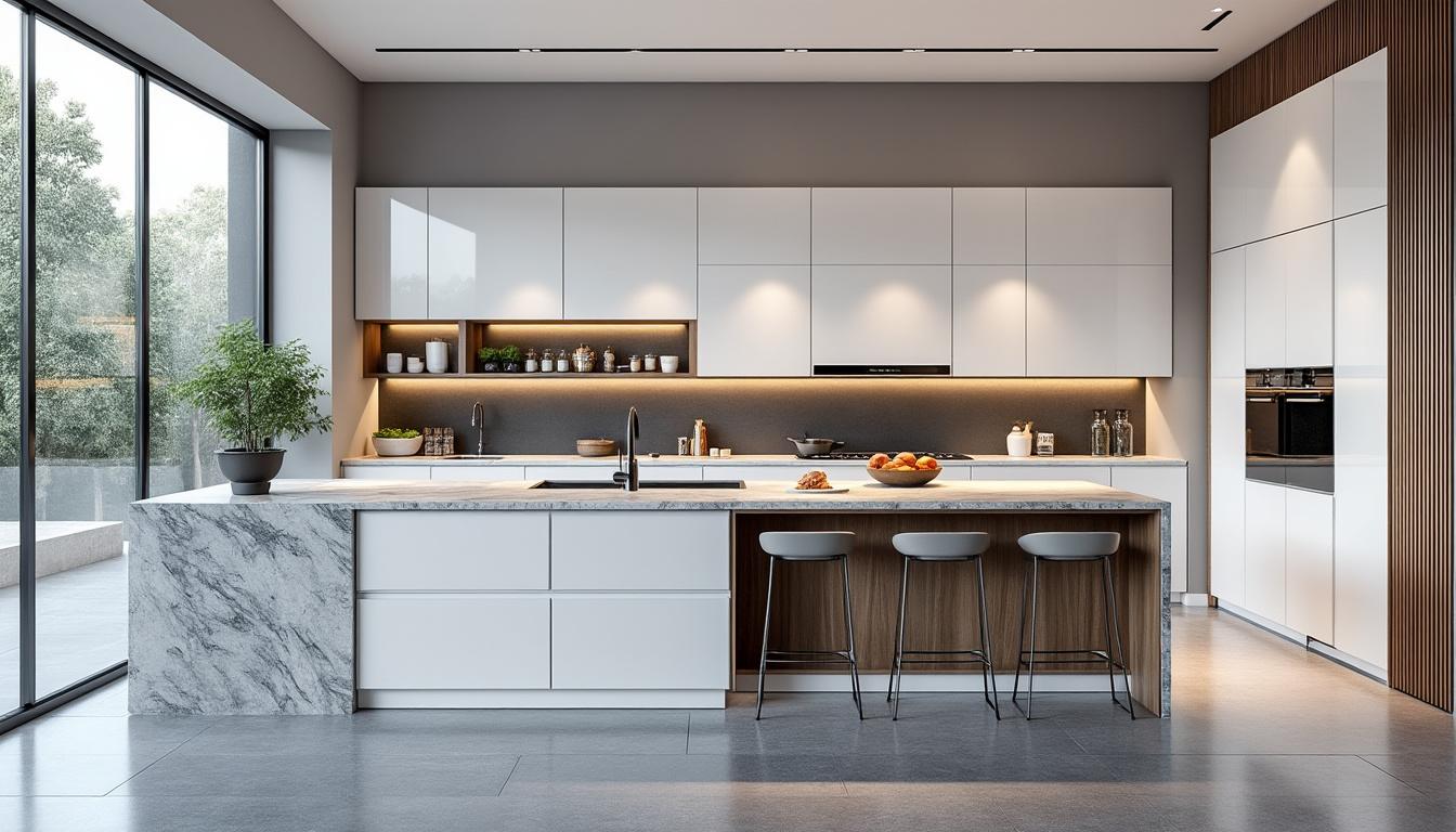 découvrez comment optimiser l'espace avec une cuisine en l dotée d'un îlot central, alliant design moderne et fonctionnalité pour un intérieur à la fois pratique et esthétique.