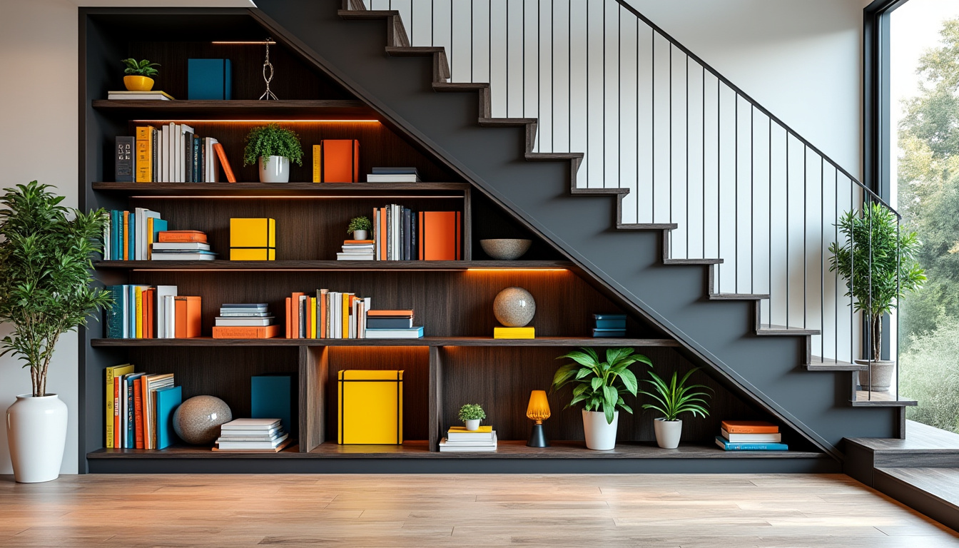 découvrez comment aménager une bibliothèque sous escalier à la fois fonctionnelle et esthétique, en optimisant l'espace avec des astuces de rangement et un design harmonieux.